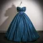 Vintage / Retro Navy Blue Prom Dresses 2025 Ball Gown Strapless Bow Sleeveless Backless Prom Formal Dresses