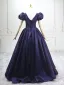 Elegante Violett Ballkleider 2025 Ballkleid Eckiger Ausschnitt Geschwollenes Kurze Ärmel Rückenfreies Lange Ball Festliche Kleider