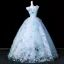 Fée Des Fleurs Bleu Ciel Perle Appliques Robe De Bal 2026 Robe Boule Encolure Carrée Sans Manches Dos Nu