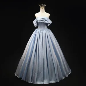 Chic Belle Bleu Ciel De L Épaule Robe De Bal 2025 Robe Boule Manches Courtes Dos Nu Longue Promo Robe De Ceremonie
