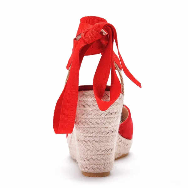 Bohemia Beige Street Wear Womens Sandals 2022 Ankle Strap 10 cm Wedges Waterproof Pointed Toe Womens Sandals