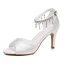 Modest / Simple White Rhinestone Pearl Ankle Strap Tassel Wedding Shoes 2026 8 cm Stiletto Heels Open / Peep Toe Wedding Sandals High Heels