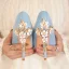 Fashion Sky Blue Wedding Shoes 2022 Rhinestone Sequins Metal Flower 10 cm Stiletto Heels Pointed Toe Wedding Shoes High Heels