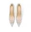 Charmant Zilveren Kristal Vlinder Bruidsschoenen 2024 Leer 6 cm Naaldhakken / Stiletto Spitse Neus Huwelijk Pumps Hoge Hakken
