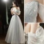 Charming Sky Blue Beading Evening Dresses 2022 A-Line / Princess Off-The-Shoulder Sleeveless Backless Floor-Length / Long Evening Party Formal Dresses