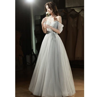 Charmant Bleu Ciel Perlage Robe De Soirée 2022 Princesse De L Épaule Sans Manches Dos Nu Longue Soirée Robe De Ceremonie