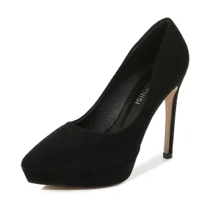 Simple Noire Soirée Daim Escarpins 2023 12 Cm Talons Aiguilles À Bout Pointu Escarpins Talons Hauts