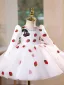 Lovely White Strawberry Birthday Short Flower Girl Dresses 2026 Ball Gown Scoop Neck Long Sleeve Tulle