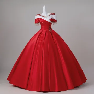 Vintage Retro Red Beading Prom Dresses 2026 Ball Gown Scoop Neck Short Sleeve Backless Floor Length Long Formal Dresses