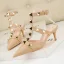 Sexy Noire Soirée Rivet Sandales Femme 2022 T-Strap 6 cm Talons Aiguilles À Bout Pointu Sandales Talons Hauts