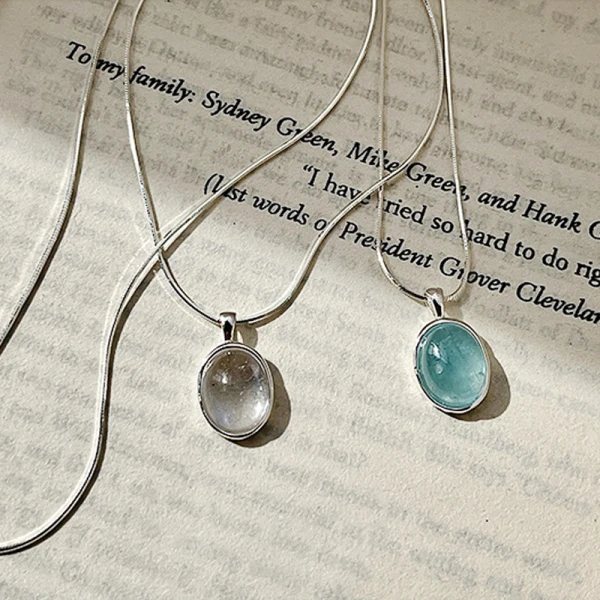 Chic / Beautiful Sky Blue Sterling Silver Transparent Necklaces Accessories 2023