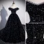 Glitzernden Schwarz Multifarben Pailletten Ballkleider 2023 Ballkleid Off Shoulder Kurze Ärmel Rückenfreies Sweep / Pinsel Zug Ball Festliche Kleider