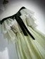 Fashion Sage Green Sequins Pleated Prom Dresses 2023 A-Line / Princess Off-The-Shoulder Bow Short Sleeve Backless Floor-Length / Long Prom Formal Dresses