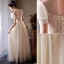 Élégant Champagne Perlage Paillettes En Dentelle Fleur Robe De Bal 2022 Princesse Col Haut Gonflée Manches Courtes Dos Nu Longue Robe De Ceremonie
