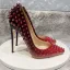 Unusual Burgundy Gradient-Color Rivet Evening Party Pumps 2022 12 cm Stiletto Heels Pointed Toe Pumps High Heels