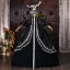 Vintage / Originale Médiévale Noire Paillettes En Dentelle Fleur Robe De Bal 2026 Robe Boule Col Haut Manches de cloche Dos Nu Longue Robe De Ceremonie
