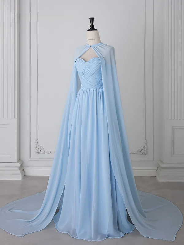 Charming Sky Blue Prom Dresses 2025 A-Line / Princess Strapless Sleeveless Backless Floor-Length / Long Prom Formal Dresses