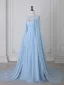 Charming Sky Blue Prom Dresses 2025 A-Line / Princess Strapless Sleeveless Backless Floor-Length / Long Prom Formal Dresses