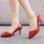 Schöne Weiß Strass Brautschuhe 2023 7 cm Stilettos Spitzschuh Hochzeit Sandaletten Hochhackige