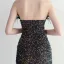 Scintillantes Rougissant Rose Paillettes Fendue devant Robe De Soirée 2024 Trompette / Sirène Bustier Gland Sans Manches Dos Nu Longue Soirée Robe De Ceremonie