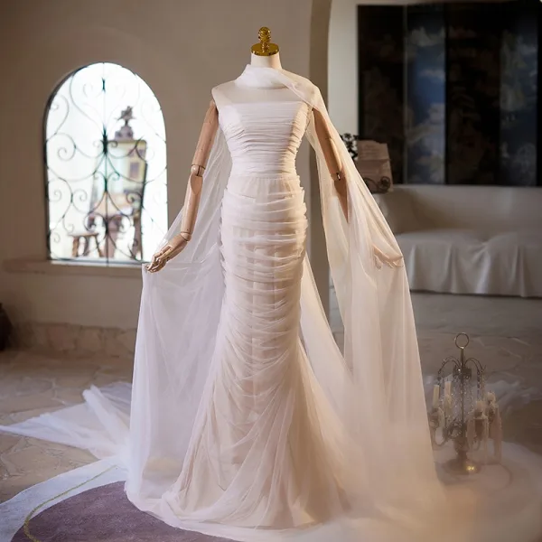Mermaid / Trumpet Bridesmaid Dress Strapless Sleeveless Backless Floor Length Chiffon with Sash / Ribbon main image 1