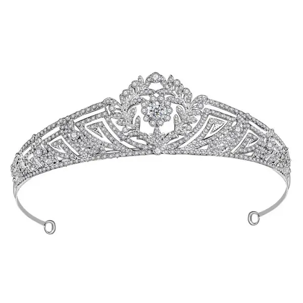Vintage / Originale Simple Argenté Faux Diamant Accessoire Cheveux Mariage Mariage Tiare 2022 Zircon Alliage