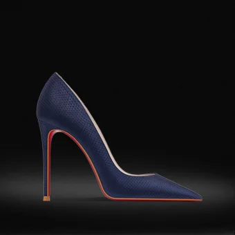 Chic Beautiful Navy Blue Evening Party Leather Red Sole Pumps 2023 8 Cm Stiletto Heels Pointed Toe Pumps High Heels