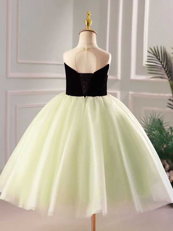 Elegant Blushing Pink Rhinestone Birthday Flower Girl Dresses 2023 Ball Gown Scoop Neck Sleeveless Backless Tea-length