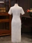 Chinese style White Silk Printing Evening Party Cheongsam 2024 Trumpet / Mermaid High Neck Short Sleeve Tea-length