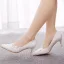 Elegante Witte Rhinestone Kant Bloem Bruidsschoenen 2025 7 cm Naaldhakken / Stiletto Spitse Neus Huwelijk Pumps Hoge Hakken