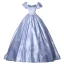 Elegant Sky Blue Pearl Satin Prom Dresses 2022 Ball Gown Square Neckline Puffy Short Sleeve Backless Bow Floor-Length / Long Formal Dresses