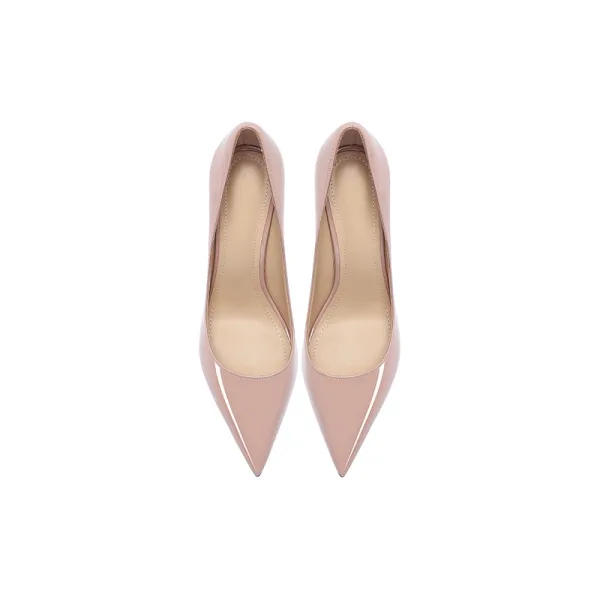 Mode Blozen Roze Kantoor OL Lakleer Pumps 2025 Leer 10 cm Naaldhakken / Stiletto Spitse Neus Pumps Hoge Hakken
