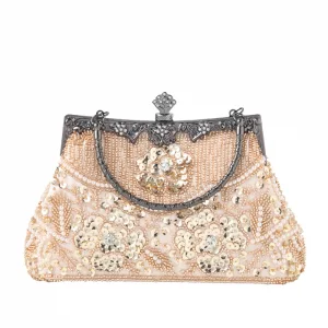 Vintage Glitter Abrikoos Beige Kralen Rhinestone Pailletten Gala Handtassen 2023