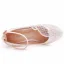 Élégant Blanche Mariage En Dentelle Fleur Chaussure De Mariée 2023 Bride Cheville 5 cm Compensées À Bout Rond Chaussure De Mariée