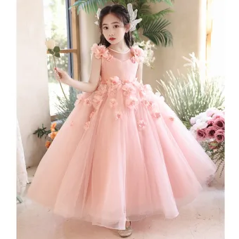 Chic Beautiful Blushing Pink Appliques Birthday Flower Girl Dresses 2024 Ball Gown Square Neckline Sleeveless Floor Length Long