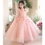 Chic / Beautiful Blushing Pink Appliques Birthday Flower Girl Dresses 2024 Ball Gown Square Neckline Sleeveless Floor-Length / Long
