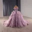 Luxury / Gorgeous Flower Fairy Purple Handmade  Beading Pearl Sequins Lace Flower Appliques Prom Dresses 2025 Ball Gown Off-The-Shoulder Sleeveless