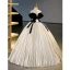 Elegant Sexy Black Velvet Pleated Prom Dresses 2023 Ball Gown Strapless Sleeveless Bow Backless Floor-Length / Long Prom Formal Dresses