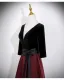 Vintage / Originale Bordeaux Noeud Ceinture Robe De Bal 2026 Princesse V-Cou 3/4 Manches Dos Nu