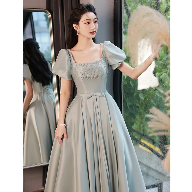 green emerald velvet dress White Chiffon V-Neck Short Graduation Dress with Long Sleeves