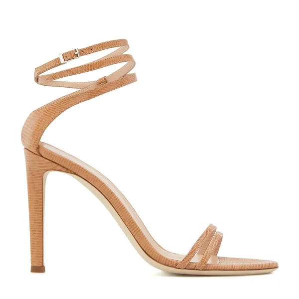 Fashion Brown Street Wear Summer Womens Sandals 2022 Ankle Strap 11 cm Stiletto Heels Open / Peep Toe Sandals High Heels