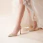 Elegant Champagne Beading Leather Wedding Shoes 2026 8 cm Stiletto Heels Pointed Toe Wedding Pumps High Heels