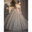 Charming White Beading Glitter Sequins Wedding Dresses 2023 Ball Gown High Neck Long Sleeve Backless Floor-Length / Long Wedding