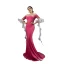 High-end Fuchsia Suede Beading Rhinestone Evening Dresses 2023 Trumpet / Mermaid Scoop Neck Bell sleeves Sweep Train Evening Party Formal Dresses