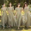 Simple Vert Cendré Satin Robe Demoiselle D'honneur 2022 Princesse Manches Courtes Dos Nu Longue Demoiselle D'honneur