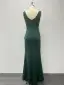 Sexy Vert Foncé Fendue devant Robe De Bal 2024 Trompette / Sirène Encolure Carrée Sans Manches Dos Nu Longue Promo Robe De Ceremonie