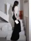Charmant Noire Paillettes Robe De Soirée 2022 Trompette / Sirène Encolure Dégagée Manches Courtes Dos Nu Longue Soirée Robe De Ceremonie