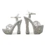 Glitzernden Schwarz Sexy Abend Strass Sandalen Damen 2023 Knöchelriemen 14 cm Thick Heels Peeptoes Sandaletten Hochhackige