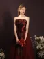 Charming Burgundy Bow Prom Dresses 2023 A-Line / Princess Strapless Sleeveless Backless Floor-Length / Long Prom Formal Dresses