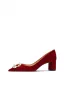 Chinese style Red Pearl Rhinestone Wedding Shoes 2026 5 cm Thick Heels Pointed Toe Wedding Pumps